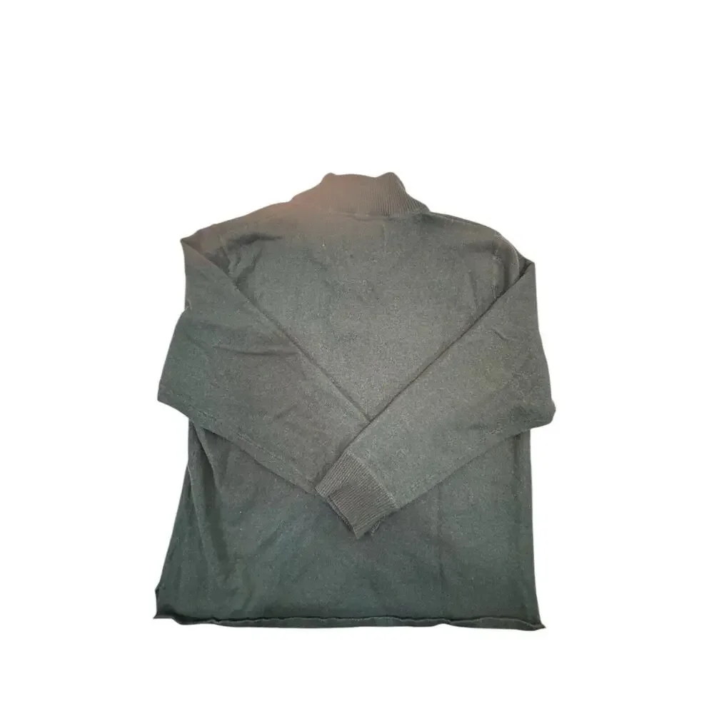 North Face Pull Over Shirt Large Wool Blend VTG Zip Forest Green Blue Label